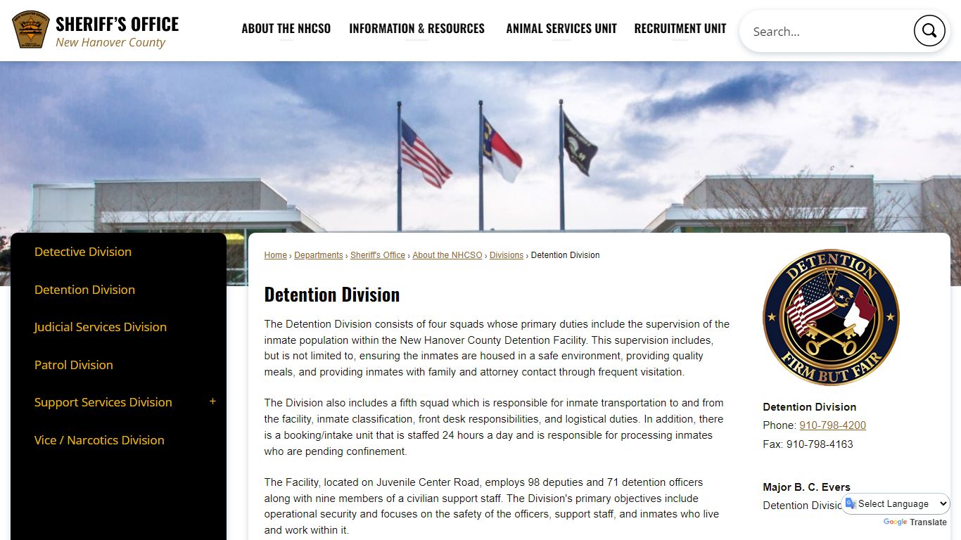 Detention Division | New Hanover County, NC - NHC Sheriff's Office